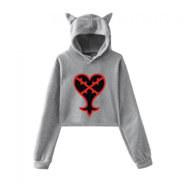 Kingdom Hearts Girls Printed Hearts Fashion Multicolor Short Hoodies