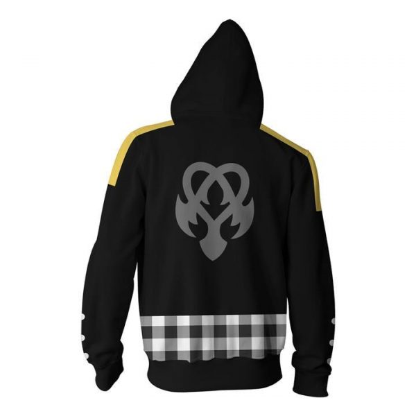 Kingdom Hearts  Riku Keyblade Hoodies - Zip Up Black-yellow Hoodie
