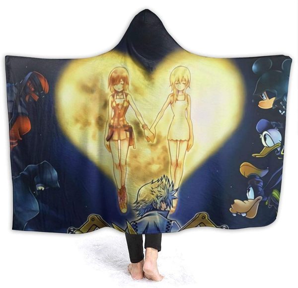 Kingdom Hearts Soft Flannel Throw Hooded Blanket