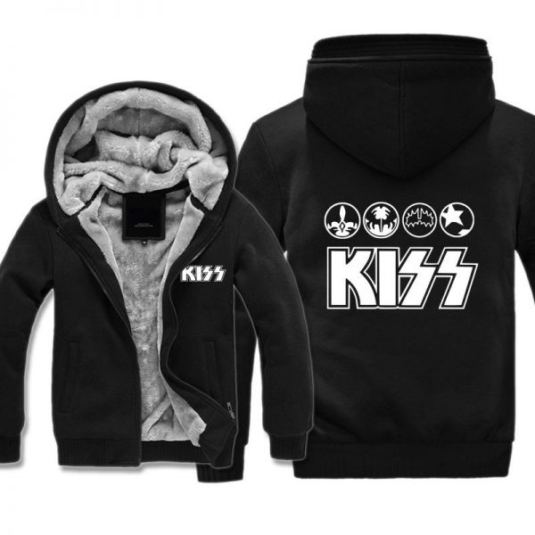 Kiss Jackets - Solid Color Kiss Series Logo Icon Super Cool Fleece Jacket