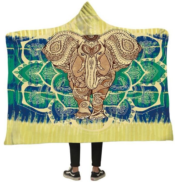 Magic Hooded Blankets - Magic Series Elephant Pattern Fleece Hooded Blanket