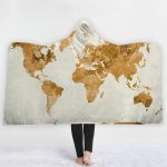 Map Hooded Blankets - Map Series Asia Map Yellow Fleece Hooded Blanket