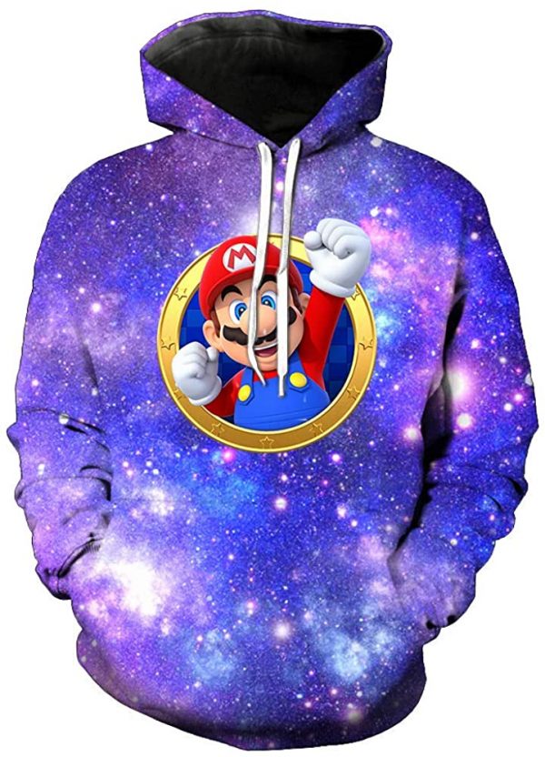 Mario Hoodie - 3D Full Print Drawstring Hooded Pullover Sweatshirt 9 Styles Optional