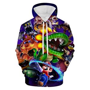 Mario Hoodie - Colorful Character 3D Full Print Drawstring Hooded Pullover Sweatshirt