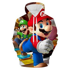 Mario Hoodie - Super Mario and Luigi 3D Full Print Drawstring Hooded Pullover Sweatshirt
