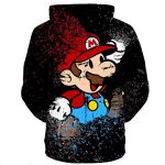 Mario Hoodie - Super Mario Black 3D Full Print Drawstring Hooded Pullover Sweatshirt