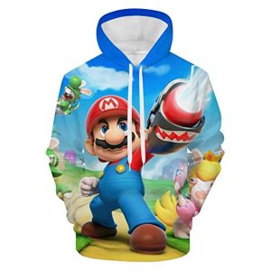 Mario Hoodie - Super Mario Blue 3D Print Hooded Pullover Sweatshirt