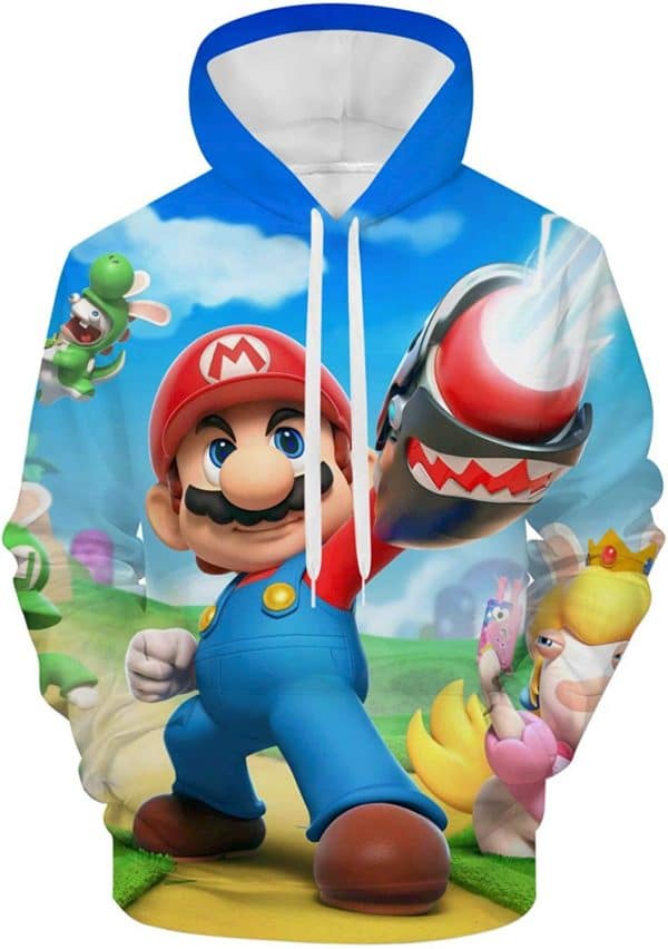 Mario Hoodie - Super Mario Blue 3D Print Hooded Pullover Sweatshirt