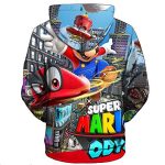 Mario Hoodie - Super Mario Odyssey Colorful 3D Full Print Drawstring Hooded Pullover Sweatshirt