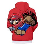 Mario Hoodie - Super Mario Red Fighting Mario 3D Full Print Drawstring Hooded Pullover Sweatshirt