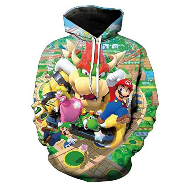 Mario Hoodie - Super Smash Bros Colorful 3D Full Print Drawstring Hooded Pullover Sweatshirt