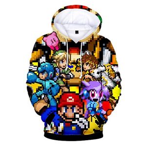 Mario Hoodie - Super Smash Bros Mario Link 3D Full Print Drawstring Hooded Pullover Sweatshirt