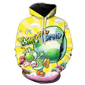 Mario Hoodie - Yoshi's New Island Yellow 3D Full Print Drawstring Hooded Pullover Sweatshirt