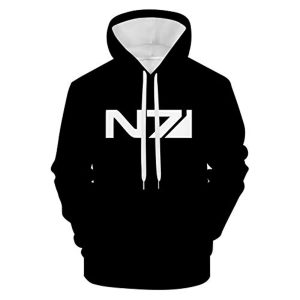 Mass Effect Hoodie - N7 3D Print Hooded Pullover Sweatshirt Black