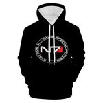 Mass Effect Hoodie - N7 3D Print Hooded Pullover Sweatshirt Black