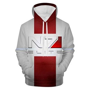 Mass Effect Hoodie - N7 3D Print Hooded Pullover Sweatshirt White