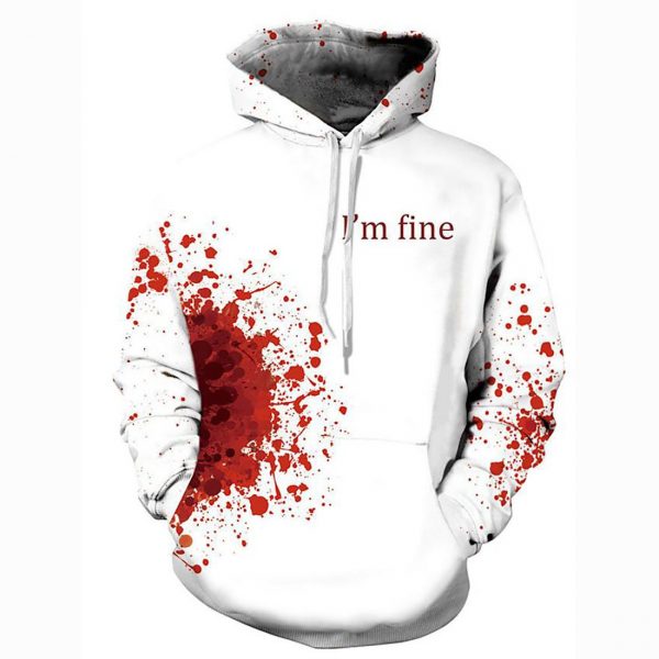 Men's 3D Printed Blood I 'm fine Hoodie Party