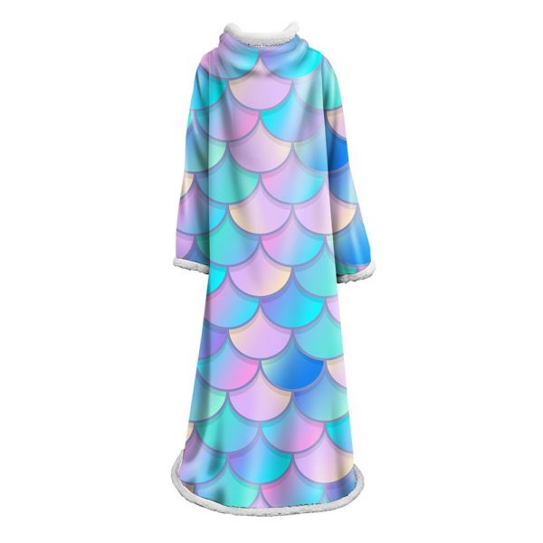 Mermaid Scale Blanket With Sleeve - 3D Digital Printed Thickened Robe