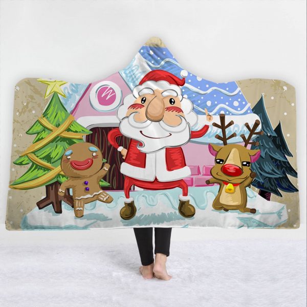 Merry Christmas Hooded Blanket - Anime Version Of Santa Claus Blanket