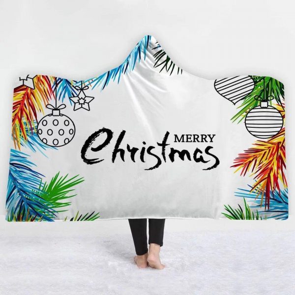 Merry Christmas Hooded Blanket - Candy White Blanket