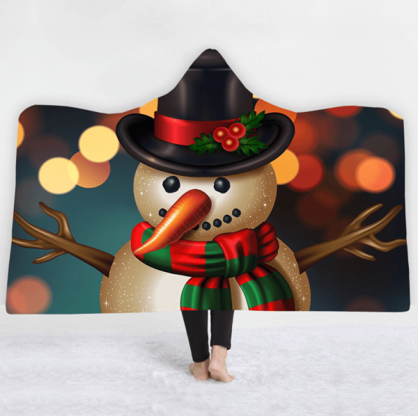Merry Christmas Hooded Blanket - Gentleman Snowman Blanket