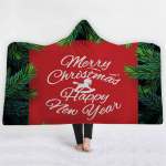 Merry Christmas Hooded Blanket - Green Leaves Blanket
