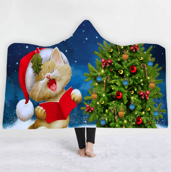 Merry Christmas Hooded Blanket - Green Tree Blanket