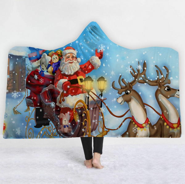 Merry Christmas Hooded Blanket - Santa Claus White Blanket