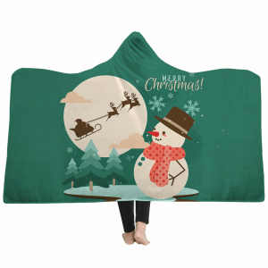 Merry Christmas Hooded Blanket - Snowman White Blanket