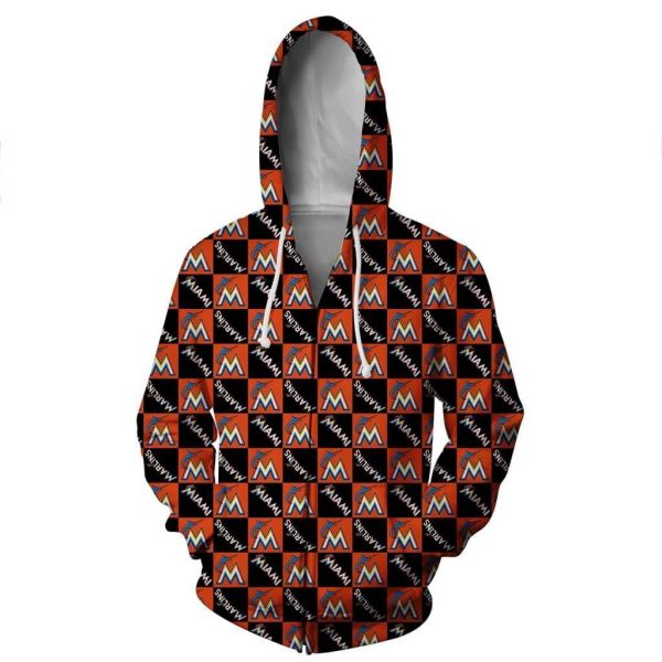 Miami Marlins  Hoodies - Pullover Black Hoodie