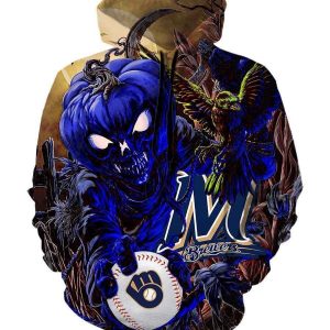 Milwaukee Brewers Halloween Hoodies - Pullover Blue Hoodie