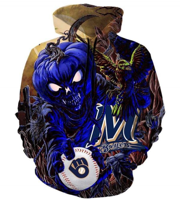 Milwaukee Brewers Halloween Hoodies - Pullover Blue Hoodie