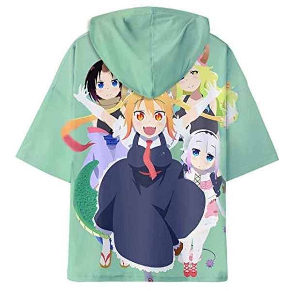 Miss Kobayashi's Dragon Maid Hooded T Shirt Short Sleeve Sweatshirt