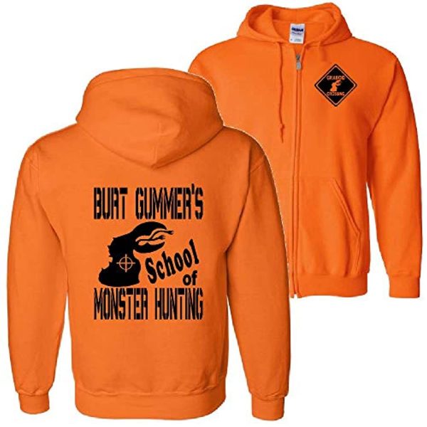 Monster Hunter Jacket - Solid Color Orange Fleeced Zip Up Hoodie
