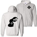 Monster Hunter Jacket - Solid Color White Fleeced Zip Up Hoodie