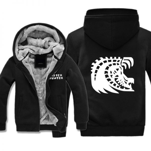 Monster Hunter Jackets - Solid Color Monster Hunter Black Eclipse Dragon Icon Super Cool Fleece Jacket
