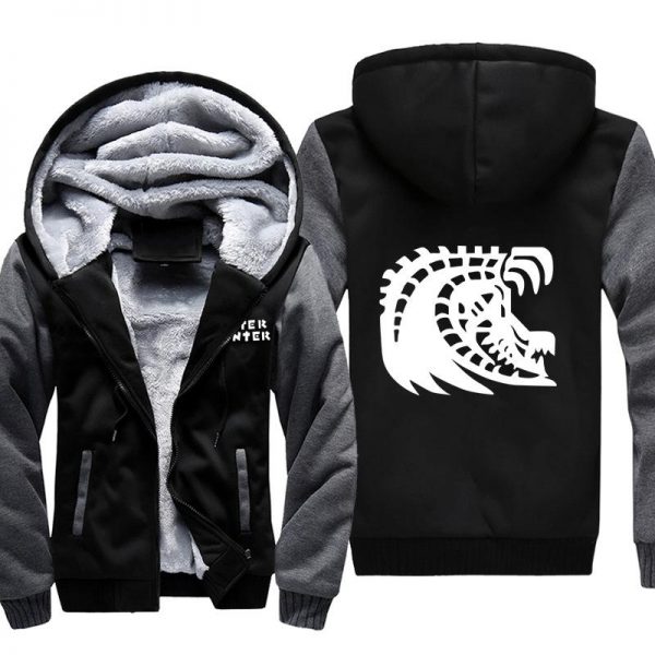 Monster Hunter Jackets - Solid Color Monster Hunter Black Eclipse Dragon Icon Super Cool Fleece Jacket