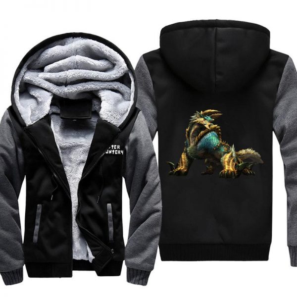 Monster Hunter Jackets - Solid Color Monster Hunter Game Ray Wolf Dragon Icon Super Cool Fleece Jacket