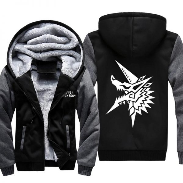 Monster Hunter Jackets - Solid Color Monster Hunter Ray Wolf Dragon Icon Fleece Jacket