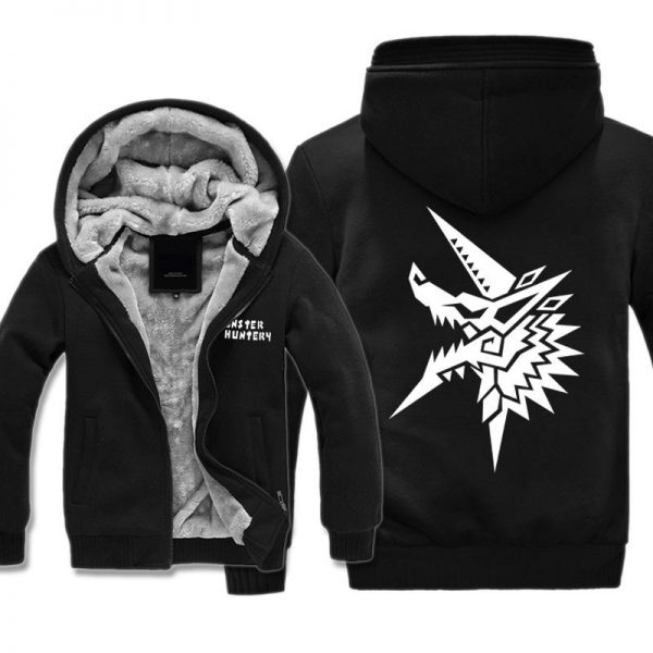 Monster Hunter Jackets - Solid Color Monster Hunter Ray Wolf Dragon Icon Fleece Jacket