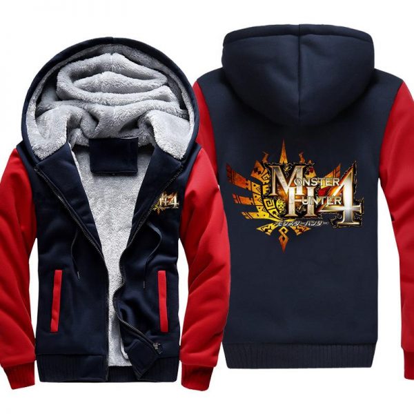 Monster Hunter Jackets - Solid Color Monster Hunter Ray Wolf Dragon Icon Fleece Jacket