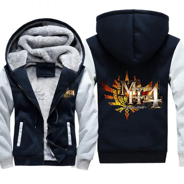 Monster Hunter Jackets - Solid Color Monster Hunter Ray Wolf Dragon Icon Fleece Jacket
