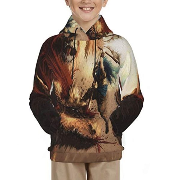 Monster Hunter World Hoodies -  3D Print Pullover Hooded Sweatshirt For Teens