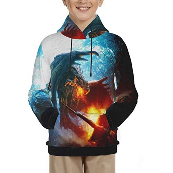 Monster Hunter World Hoodies -  3D Print Pullover Hooded Sweatshirt For Teens