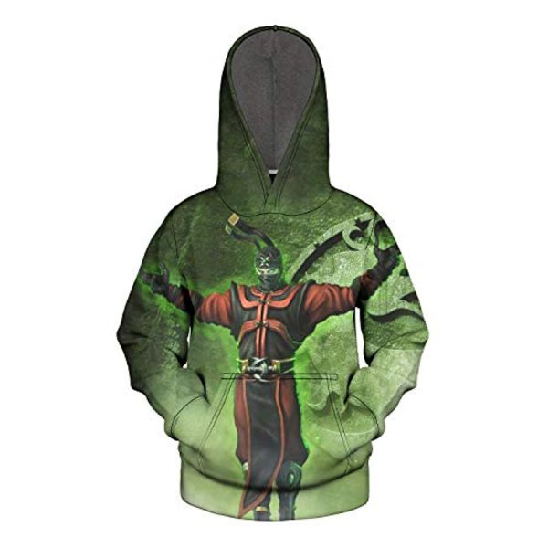 Mortal Kombat Hoodie - Green Unisex 3D Full Print Pullover Drawstring Hoodie