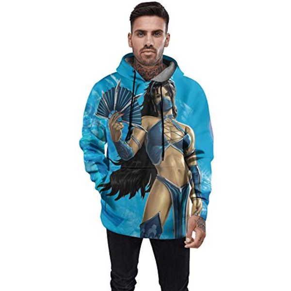 Mortal Kombat Hoodie - Kitana Blue Unisex 3D Print Pullover Drawstring Hoodie