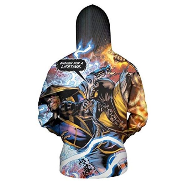 Mortal Kombat Hoodie - Kung Lao Scorpion 3D Print Pullover Drawstring Hoodie