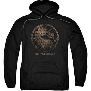 Mortal Kombat Hoodie - Metal Seal Game Logo 3D Print Black Pullover Drawstring Hoodie