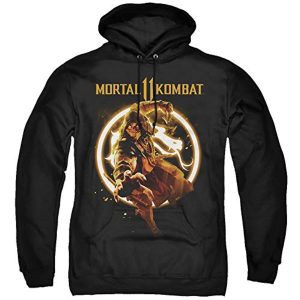 Mortal Kombat Hoodie - Mortal Kombat 11 Scorpion Flames 3D Print Black Pullover Drawstring Hoodie