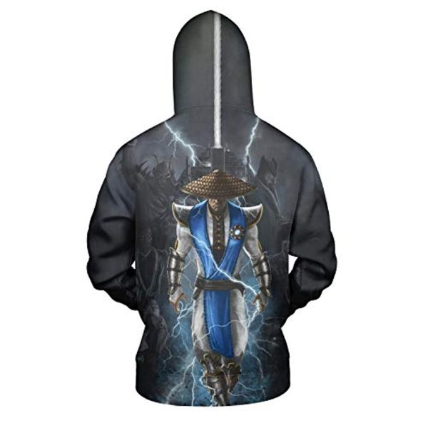 Mortal Kombat Hoodie - Raiden Grey Unisex 3D Full Print Pullover Drawstring Hoodie